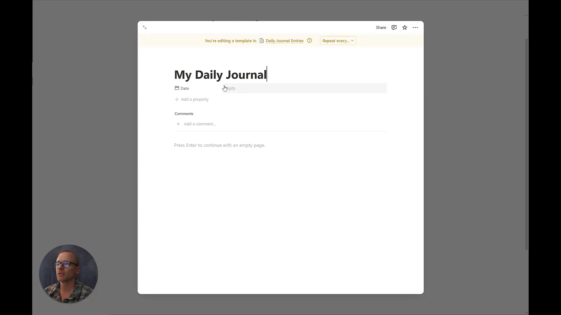 Creating a journal template with prompts in Notion